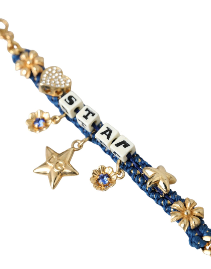 Gold-tone brass chain star fashion bracelet