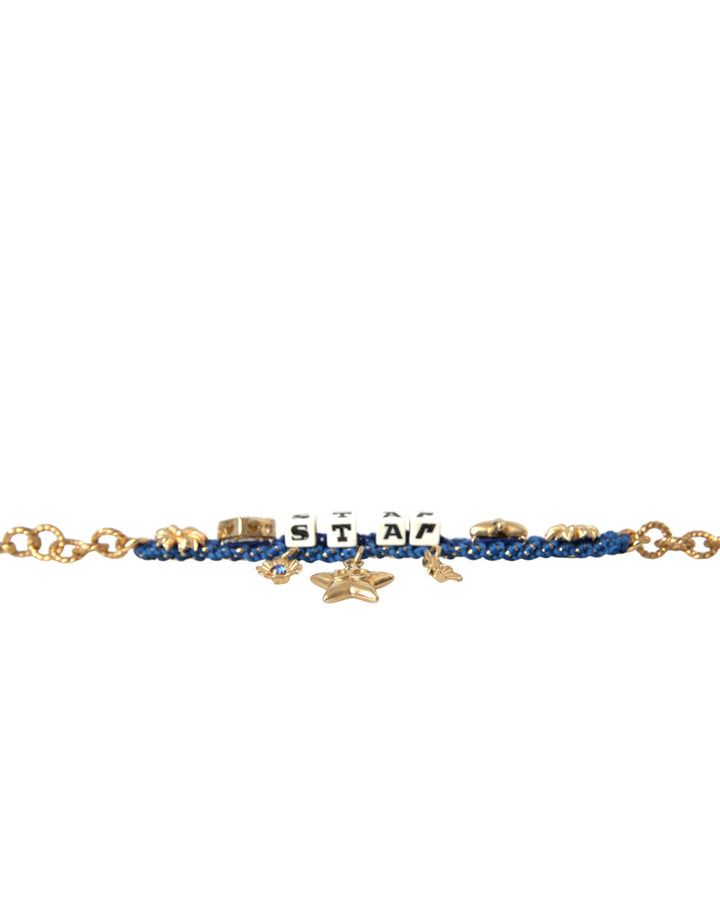 Gold-tone brass chain star fashion bracelet