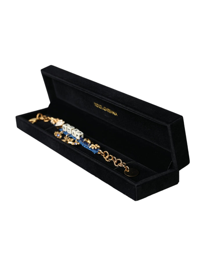 Gold-tone brass chain star fashion bracelet