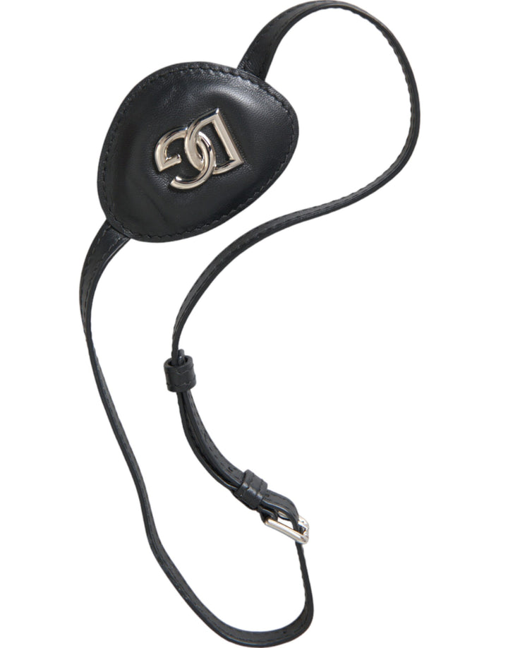 Black calf leather metal DG logo eye patch