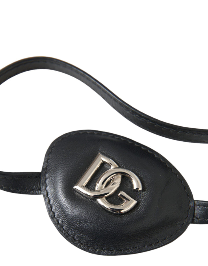 Black calf leather metal DG logo eye patch