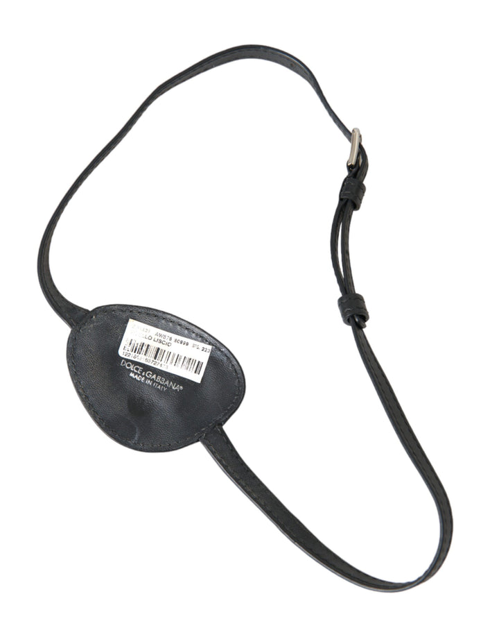 Black calf leather metal DG logo eye patch