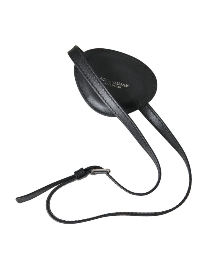 Black calf leather metal DG logo eye patch