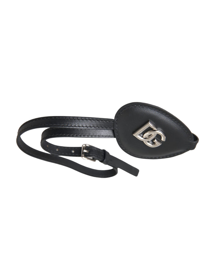 Black calf leather metal DG logo eye patch