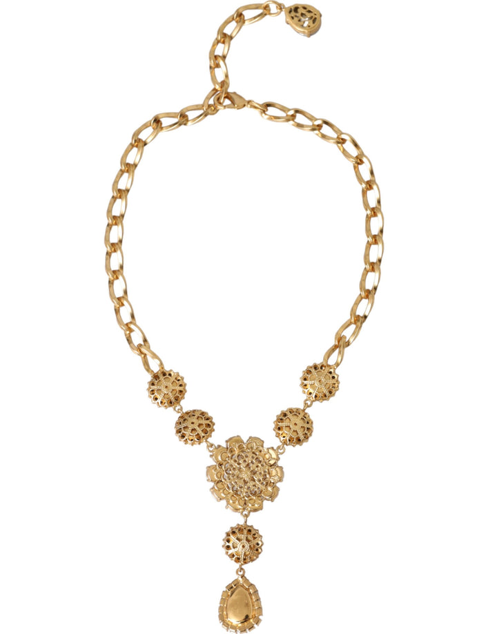 Gold Brass Crystal Purple Pink Pearl Pendant Necklace
