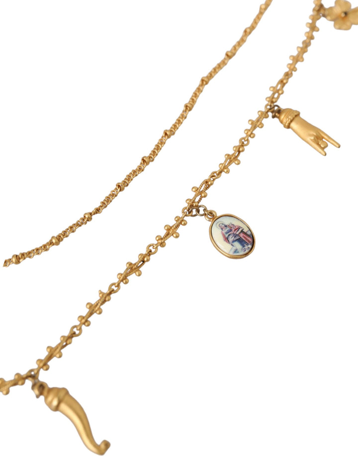 Gold-Ton Kette Messing Charme Erklärung Sizilien Halskette