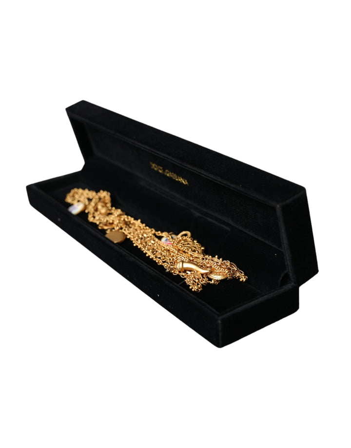 Gold-Ton Kette Messing Charme Erklärung Sizilien Halskette