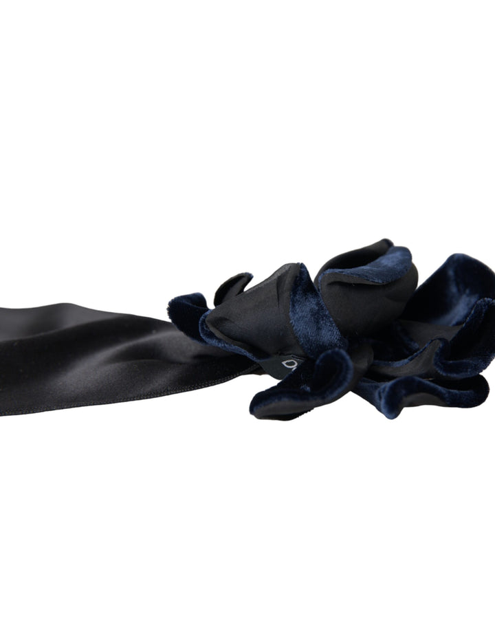 Schwarz Seide Gold Messing Floral Hair Pin Brosche