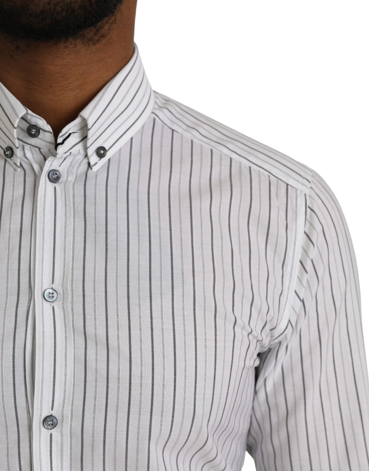 Schwarz-weiß gestreiftes formelles Kleid GOLD Hemd