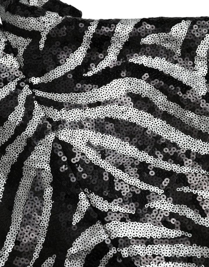 Schwarz-silberner Polyester-Pulli mit Pailletten