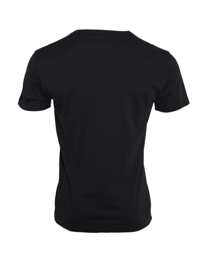 Black cotton silver chain short sleeve t-shirt