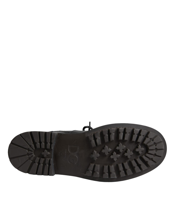 Schwarz Leder Bernini Shearling Stiefel Schuhe