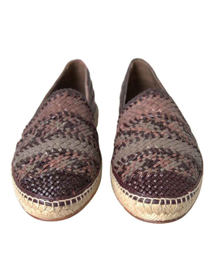 Braun Buffalo Leder Espadrille Flats Schuhe