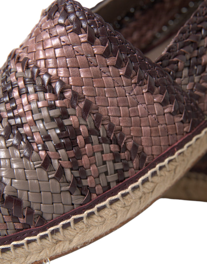 Braun Buffalo Leder Espadrille Flats Schuhe