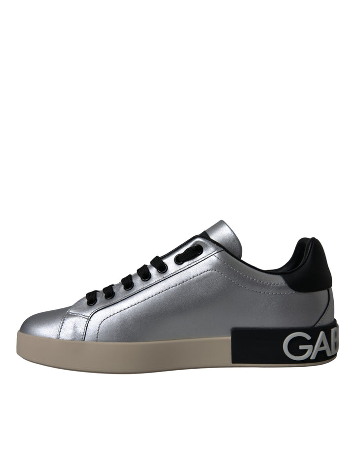 Silver Portofino calfskin sneakers men's shoes