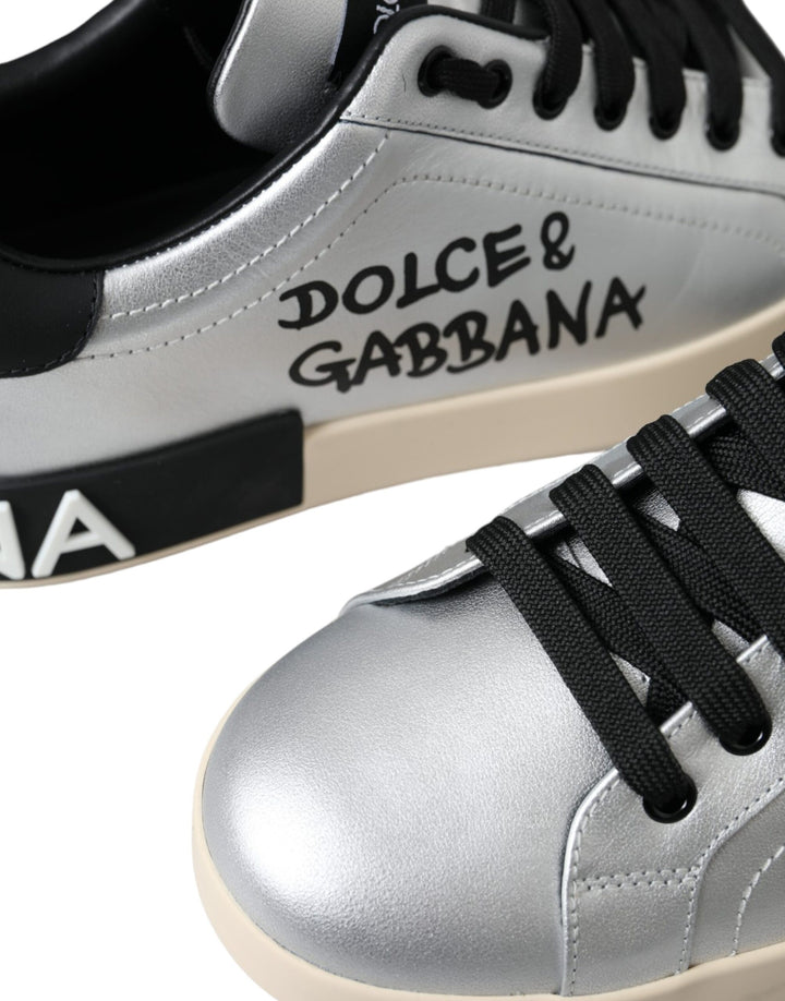 Silver Portofino calfskin sneakers men's shoes