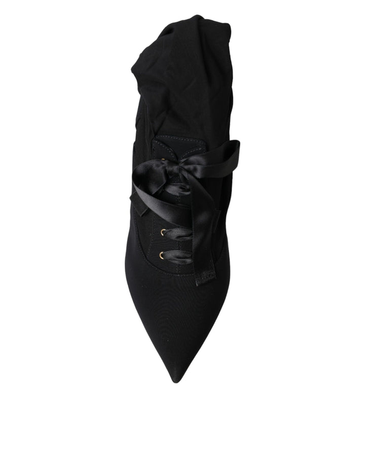 Schwarz Stiletto Heels Mid Calf Stiefel Schuhe