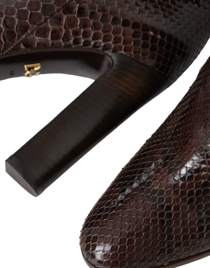 Braun Exotische Leder Absätze Hohe Stiefel Schuhe