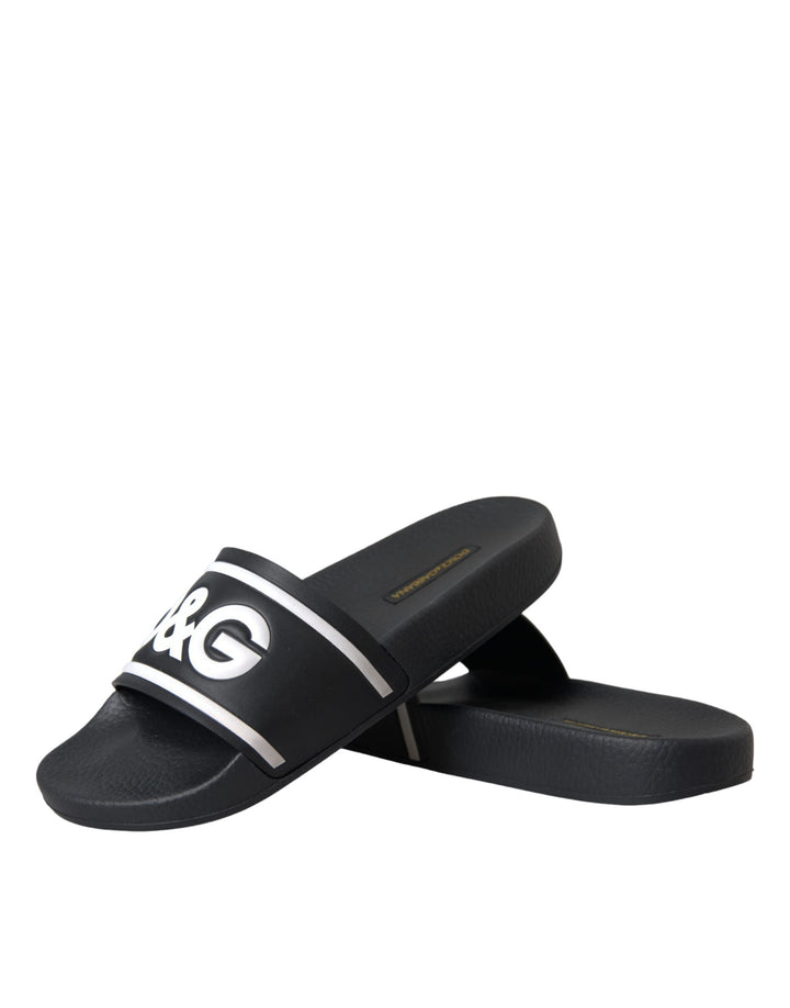 Schwarz Leder I Love D&G Sandalen Rutschen Schuhe