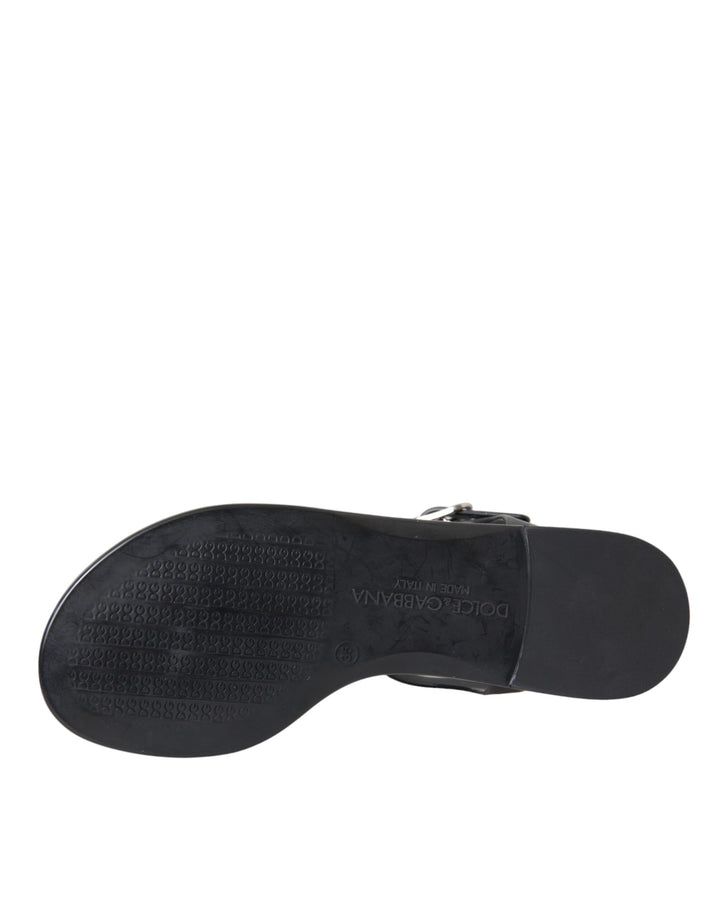 Schwarz Kristall Flats Sandalen Flip Flops Schuhe
