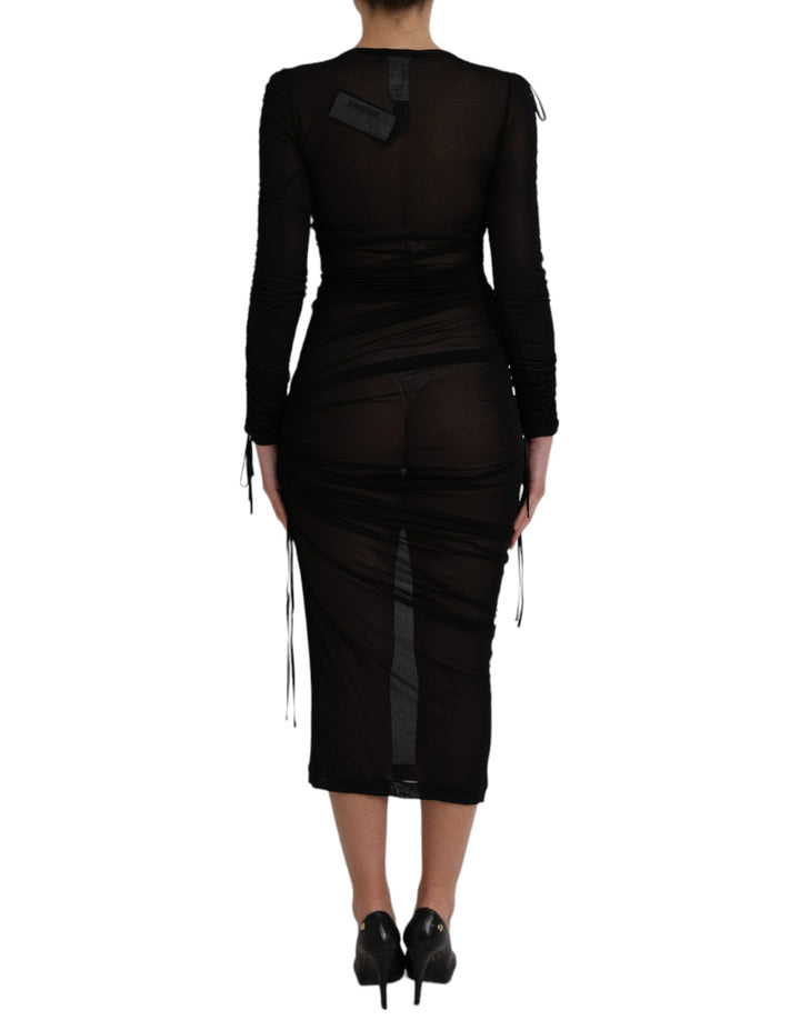 Black sheer bodycon midi dress