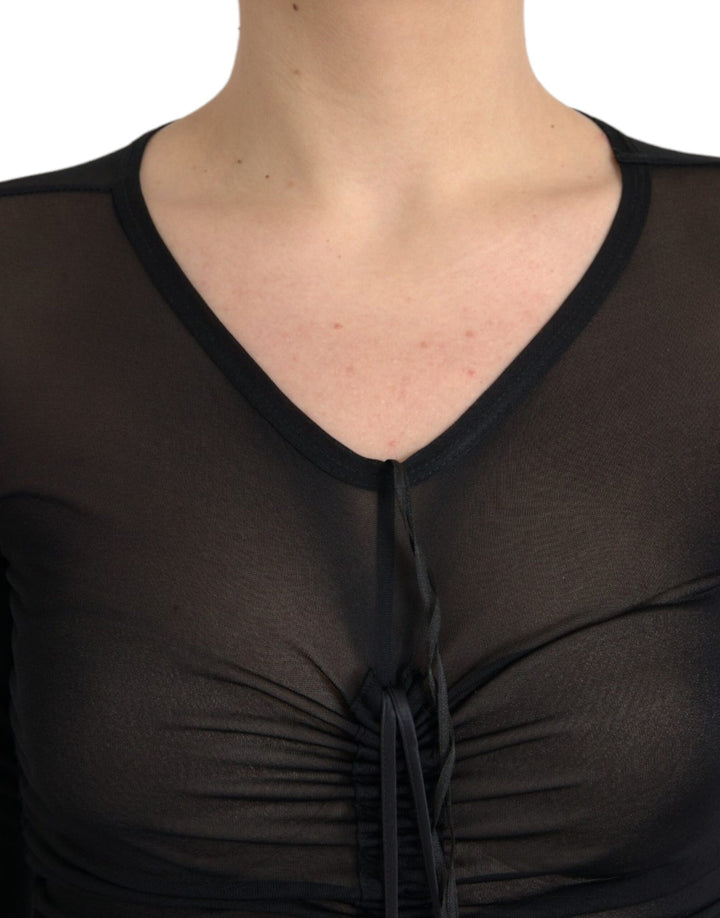 Black sheer bodycon midi dress