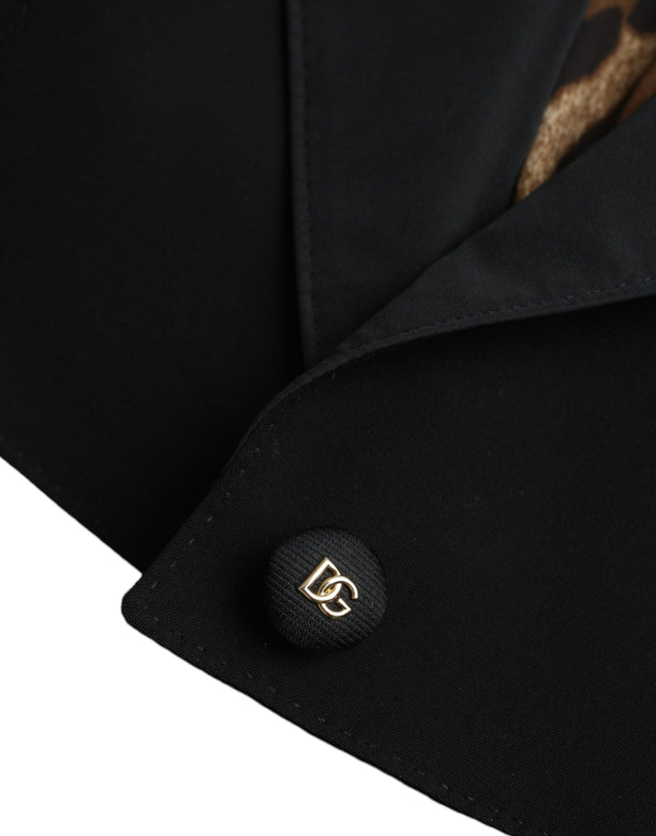 Schwarze Polyesterjacke mit Puffärmeln und gekrempelten Ärmeln