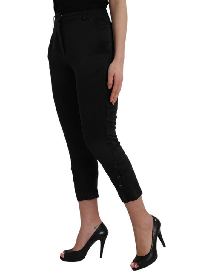 Schwarze Capri-Hose mit hoher Taille und verkürzter Hose