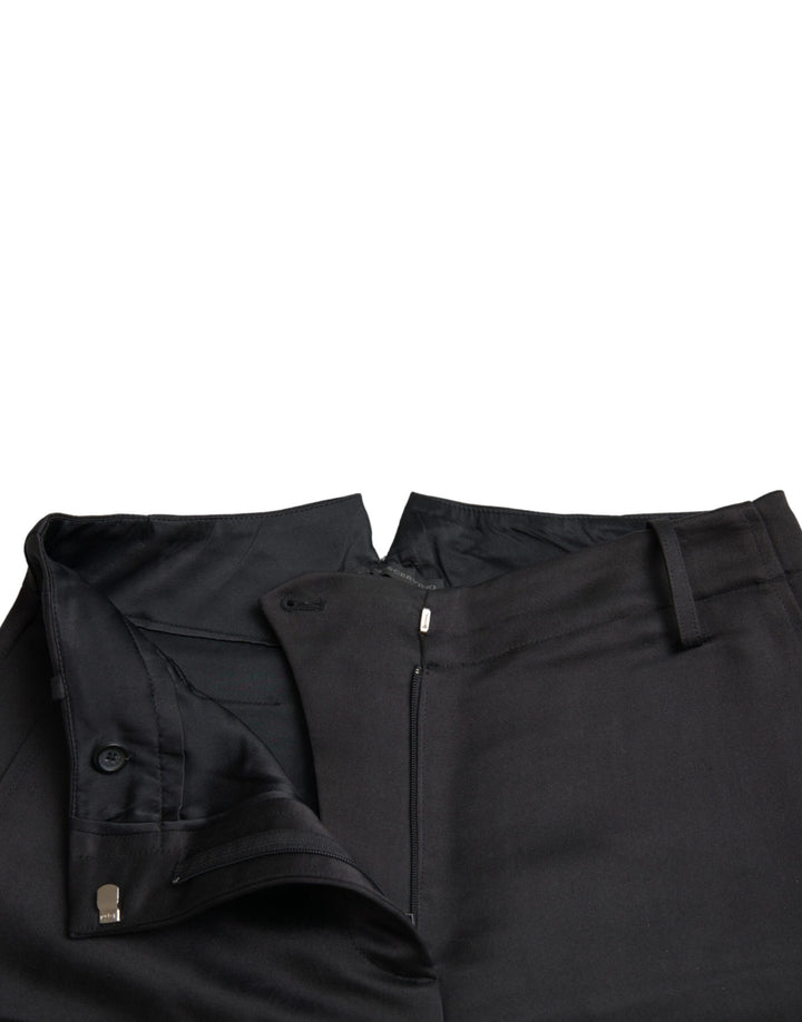 Schwarze Capri-Hose mit hoher Taille und verkürzter Hose