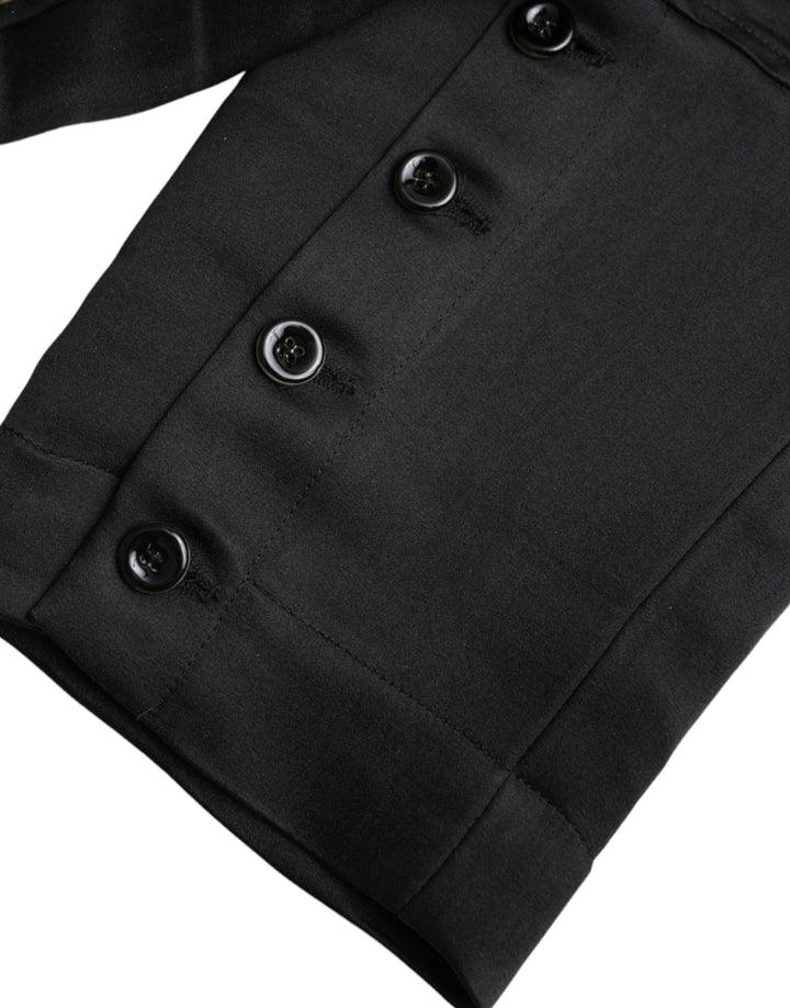 Schwarze Capri-Hose mit hoher Taille und verkürzter Hose