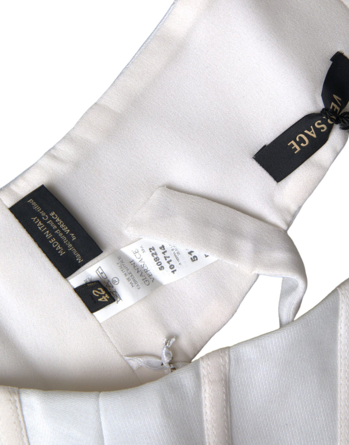White viscose bustier sleeveless cropped top