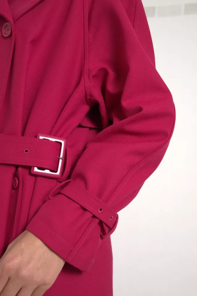 Dunkelrosa Zweireiher Trenchcoat Jacke