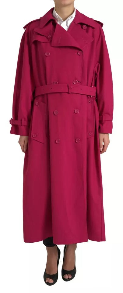 Dunkelrosa Zweireiher Trenchcoat Jacke