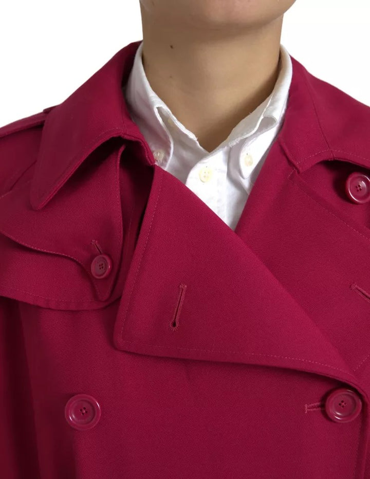 Dunkelrosa Zweireiher Trenchcoat Jacke