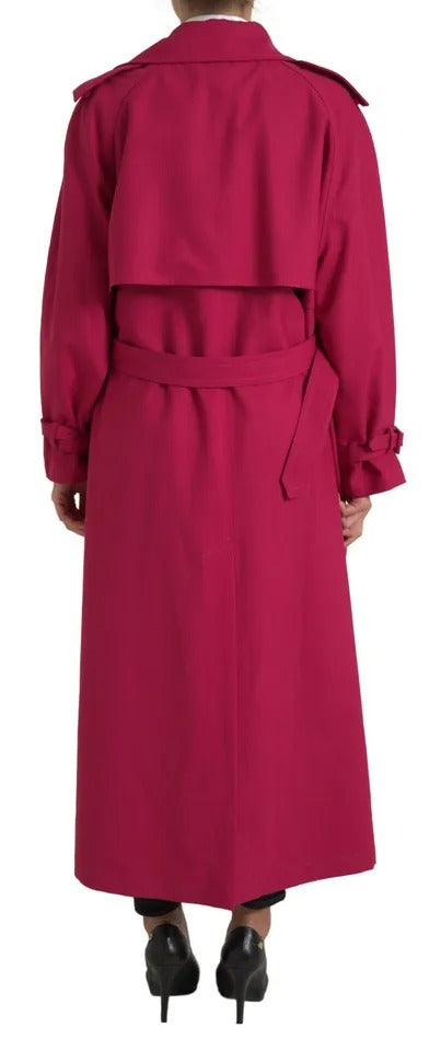 Dunkelrosa Zweireiher Trenchcoat Jacke
