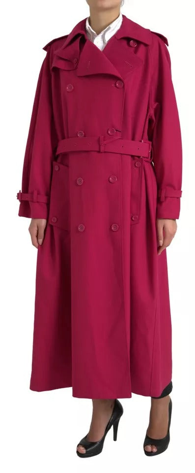 Dunkelrosa Zweireiher Trenchcoat Jacke