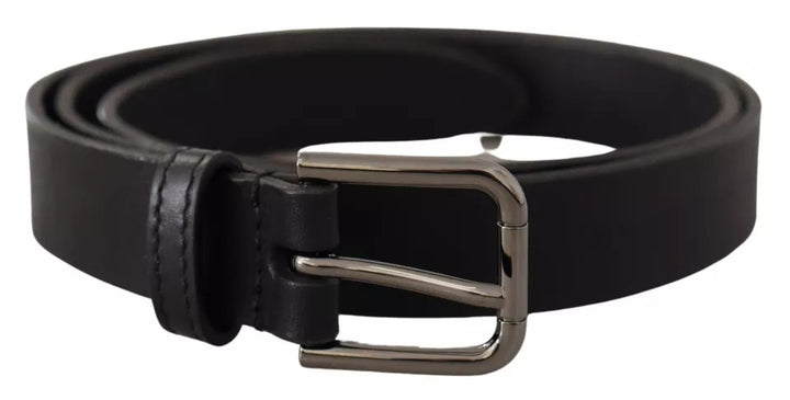 Black calfskin classic belt with metal logo buckle