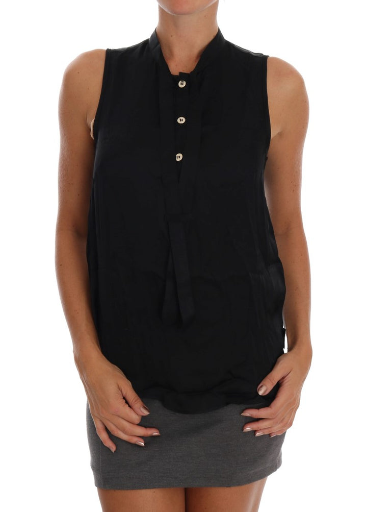 Chic sleeveless black shirt blouse