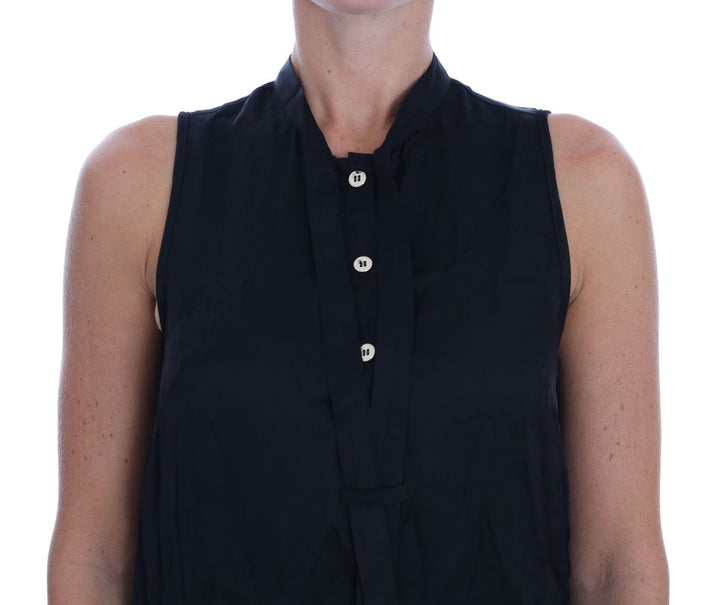 Chic sleeveless black shirt blouse