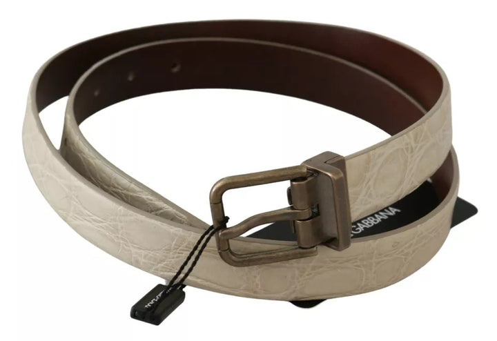 Creme Beige Gold Schnalle Taille Ledergürtel