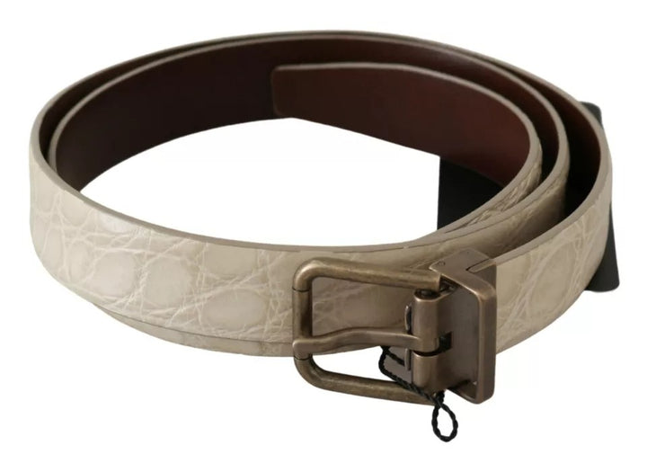 Creme Beige Gold Schnalle Taille Ledergürtel