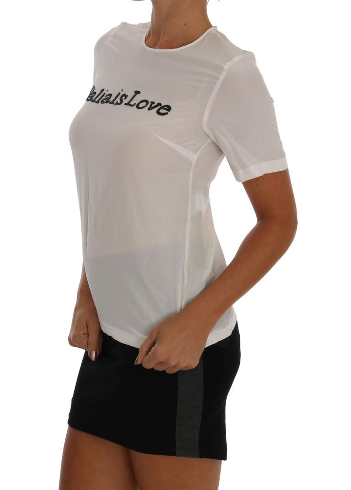 Weißes Seiden-T-Shirt ITALIA IS LOVE Bluse