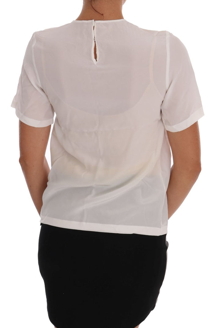 Weißes Seiden-T-Shirt ITALIA IS LOVE Bluse