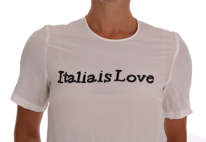 Weißes Seiden-T-Shirt ITALIA IS LOVE Bluse