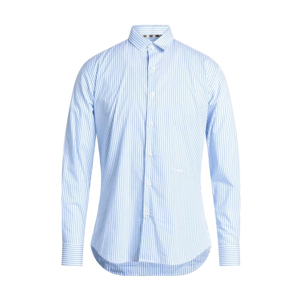Elegantes hellblau gestreiftes Baumwollhemd