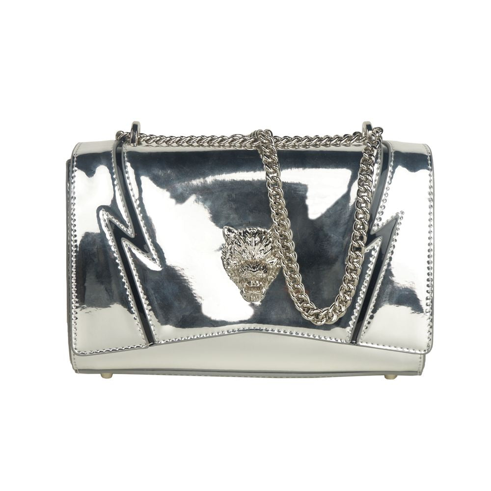 Chic shoulder bag with chain strap and patent effect