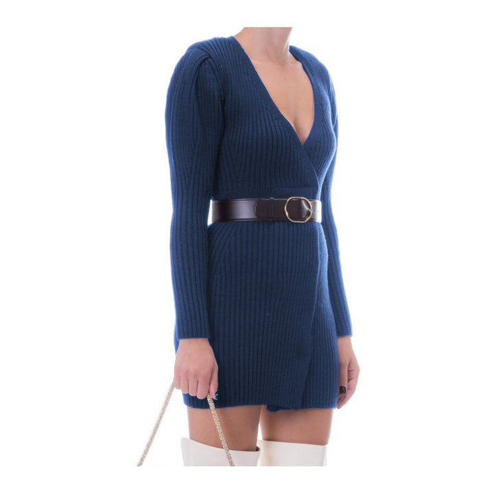Blaues Kleid aus Wolle für Frauen