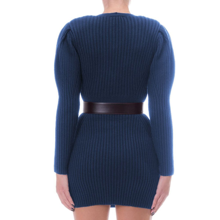 Blaues Kleid aus Wolle für Frauen