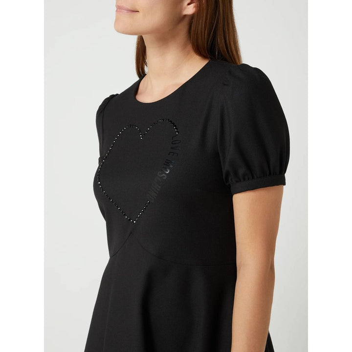 Schwarzes Polyester-Damenkleid