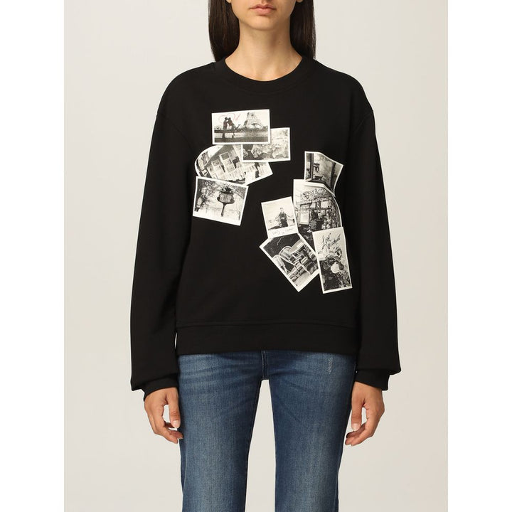 Schwarzer Baumwollpullover für Frauen